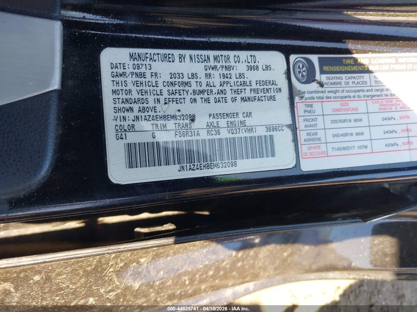 2014 Nissan 370Z VIN: JN1AZ4EH8EM632098 Lot: 44825741