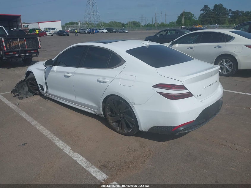 Vin: kmtg34taxpu115100, lot: 45323088, genesis g70 2.0t rwd 20233