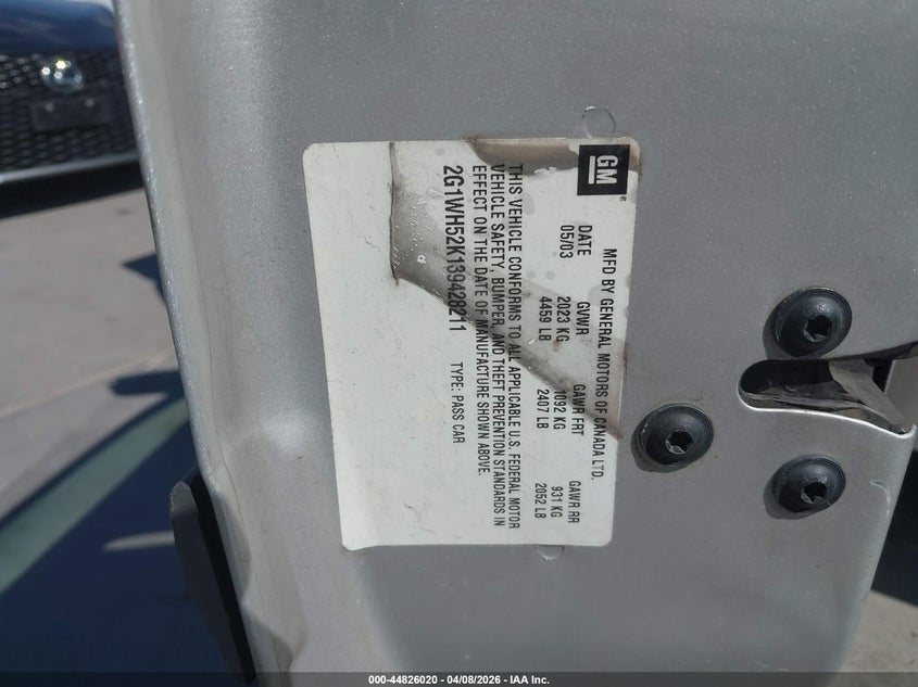 2003 Chevrolet Impala Ls VIN: 2G1WH52K139428211 Lot: 44826020