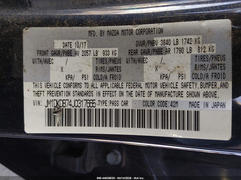 2018 Mazda Cx-3 Sport VIN: JM1DKDB74J0317665 Lot: 44826030