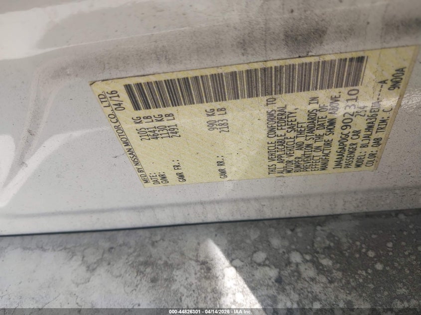 2016 Nissan Maxima 3.5 Platinum VIN: 1N4AA6AP0GC902310 Lot: 44826301