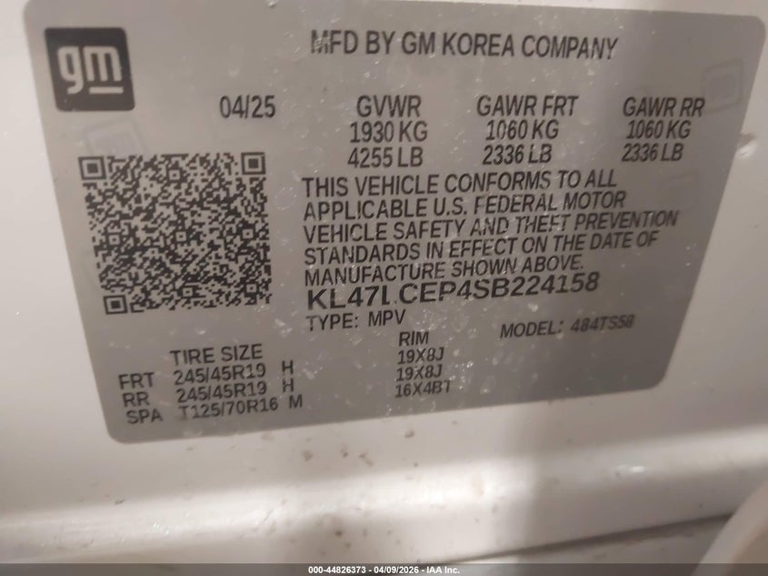 2025 Buick Envista Avenir Fwd VIN: KL47LCEP4SB224158 Lot: 44826373