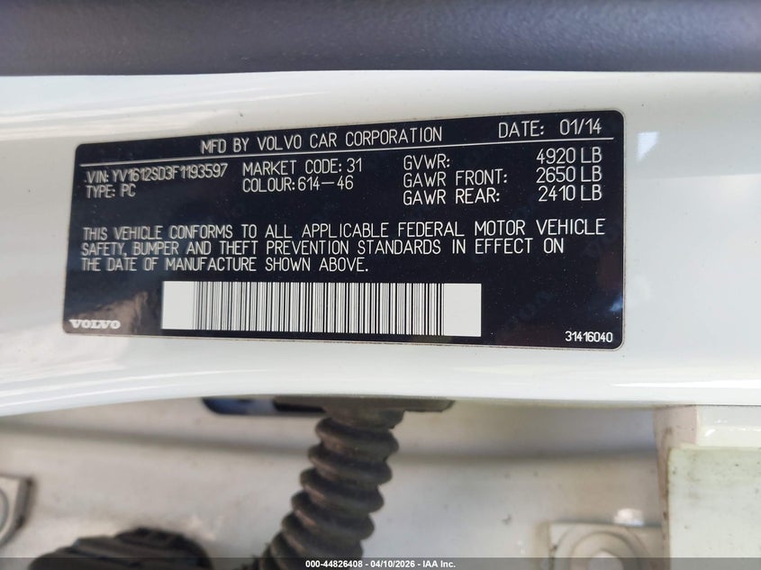 2015 Volvo V60 T5 Platinum VIN: YV1612SD3F1193597 Lot: 44826408