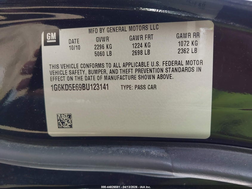 2011 Cadillac Dts Luxury Collection VIN: 1G6KD5E69BU123141 Lot: 44826581