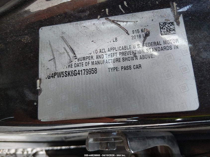 2016 Buick Verano Sport Touring Group VIN: 1G4PW5SK6G4179958 Lot: 44826668