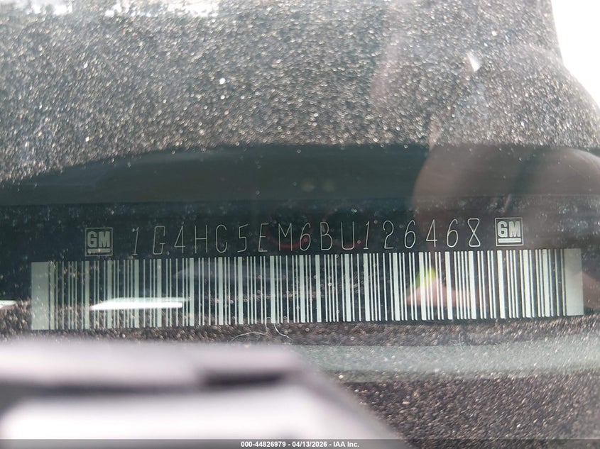 2011 Buick Lucerne Cxl VIN: 1G4HC5EM6BU126468 Lot: 44826979