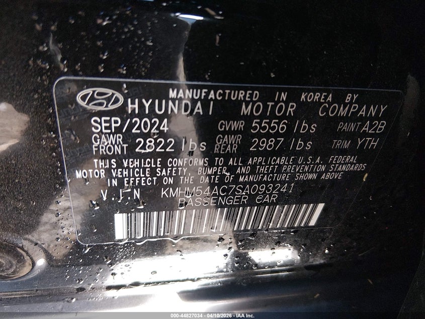 2025 Hyundai Ioniq 6 Limited VIN: KMHM54AC7SA093241 Lot: 44827034