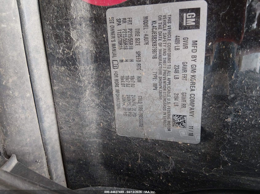 2019 Buick Encore Awd Preferred VIN: KL4CJESB2KB798718 Lot: 44827489