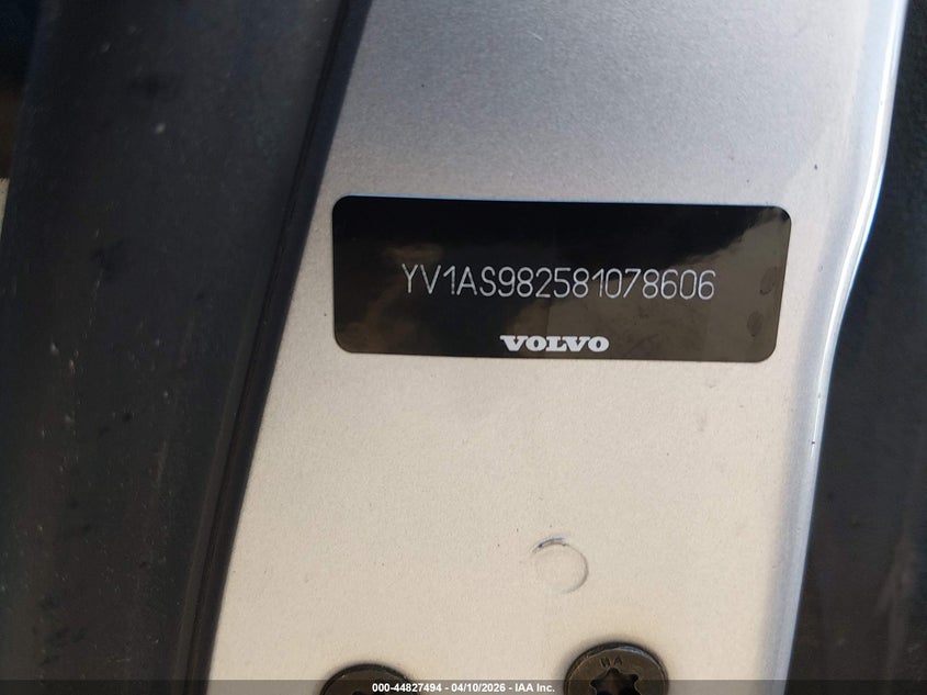 2008 Volvo S80 3.2 VIN: YV1AS982581078606 Lot: 44827494