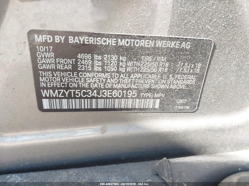 2018 Mini Countryman Cooper S VIN: WMZYT5C34J3E60195 Lot: 44827594