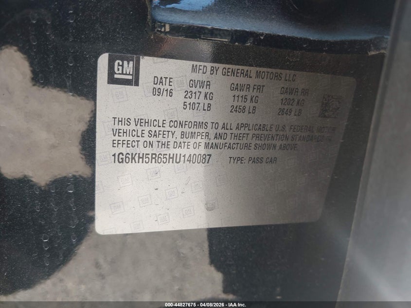 2017 Cadillac Ct6 Twin Turbo Premium Luxury VIN: 1G6KH5R65HU140087 Lot: 44827675