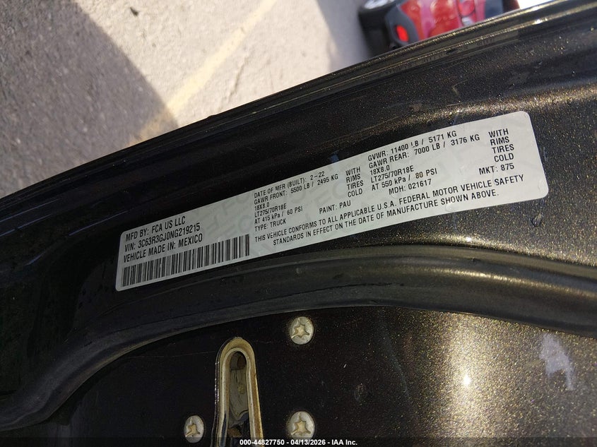 2022 Ram 3500 Tradesman 4X4 8' Box VIN: 3C63R3GJ0NG219215 Lot: 44827750