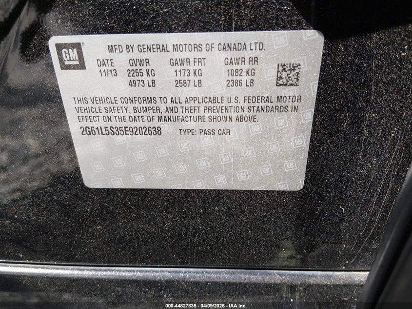 2014 Cadillac Xts Standard VIN: 2G61L5S35E9202638 Lot: 44827835