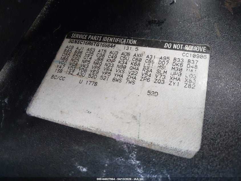 1996 Chevrolet Suburban C1500 VIN: 3GNEC16R6TG169844 Lot: 44827964