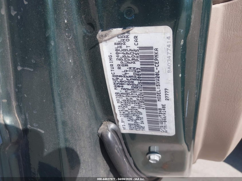 1999 Toyota Camry Le VIN: 4T1BG22K4XU520893 Lot: 44827977