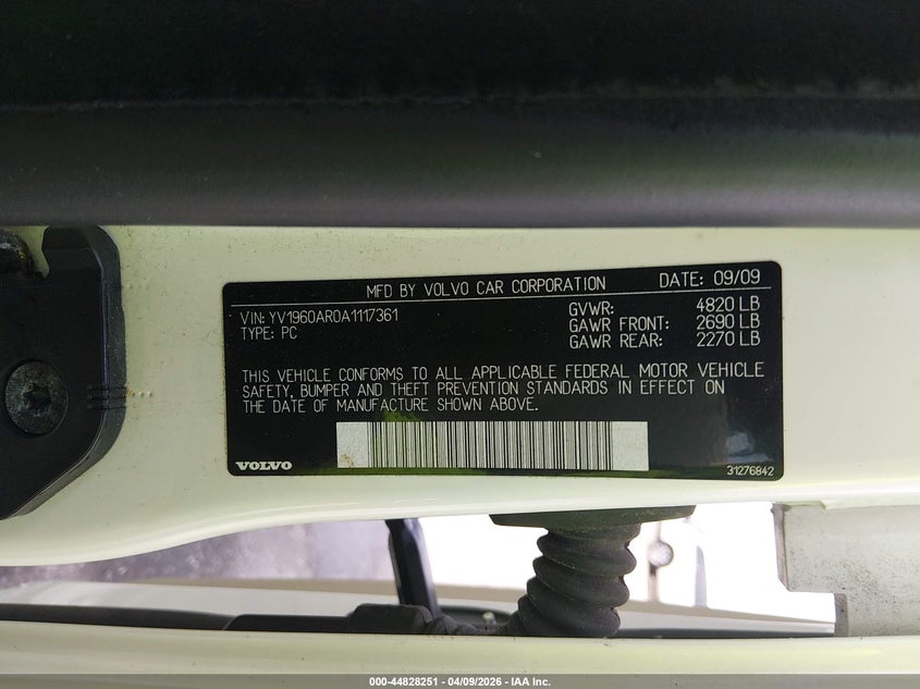 2010 Volvo S80 3.2 VIN: YV1960AR0A1117361 Lot: 44828251