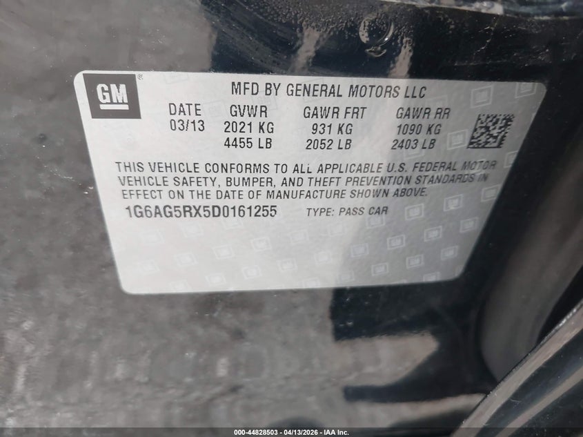 2013 Cadillac Ats 2.0 Ats Standard black Lot 111044828503 Vin 1G6AG5RX5D0161255