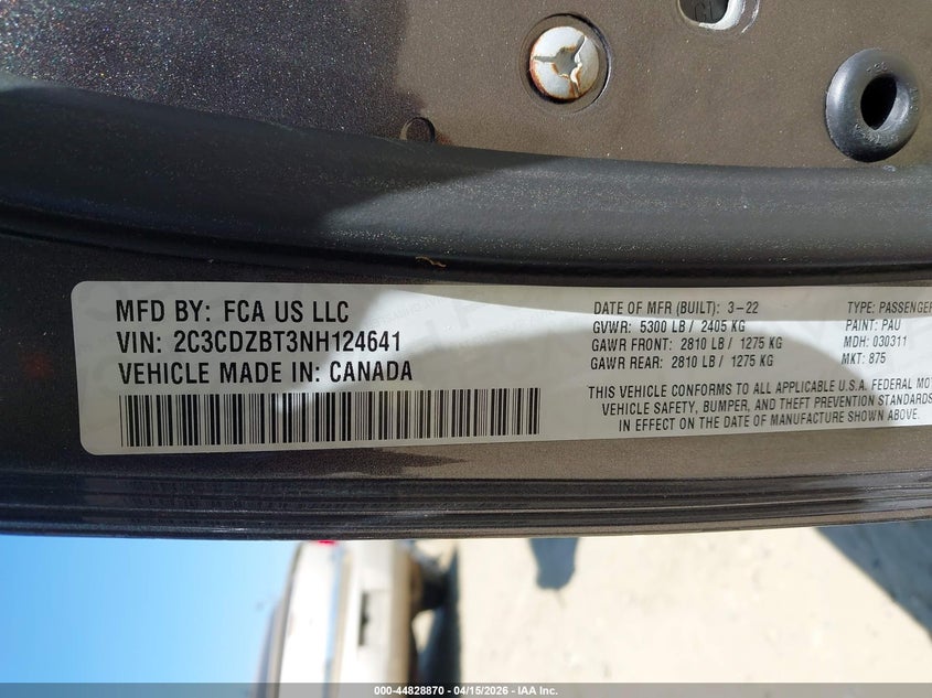 2022 Dodge Challenger R/T VIN: 2C3CDZBT3NH124641 Lot: 44828870
