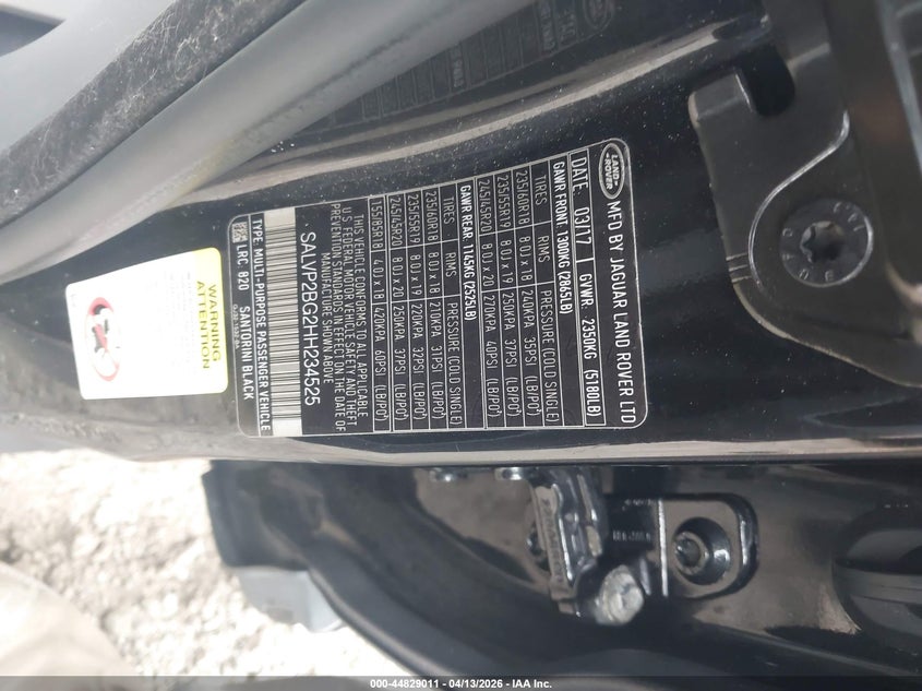 2017 Land Rover Range Rover Evoque Se/Se Premium VIN: SALVP2BG2HH234525 Lot: 44829011