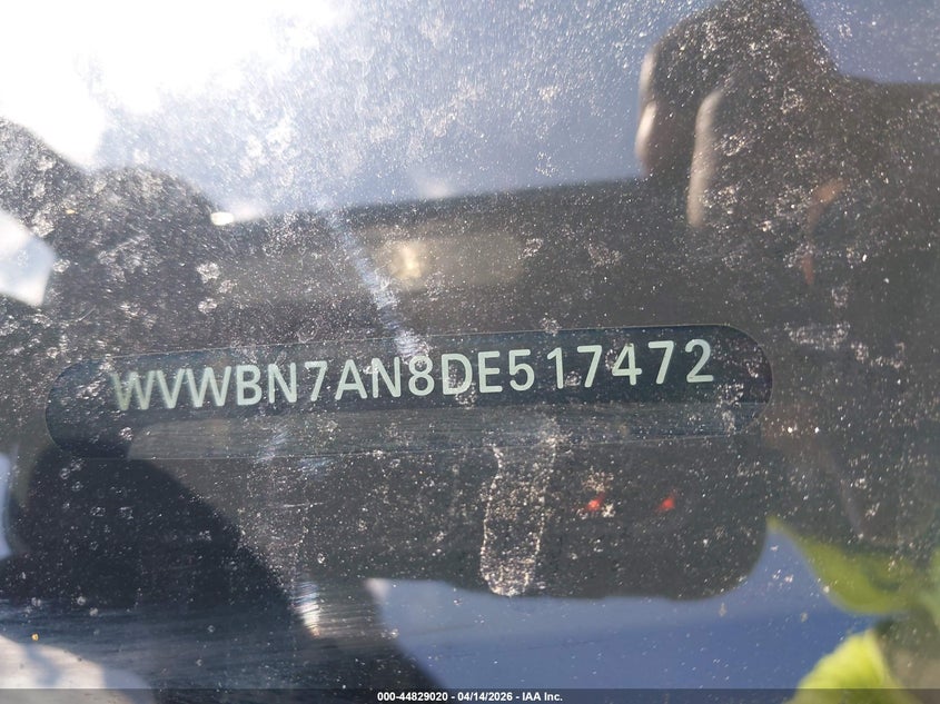 2013 Volkswagen Cc 2.0T Sport VIN: WVWBN7AN8DE517472 Lot: 44829020