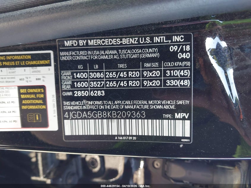 2019 Mercedes-Benz Gle 400 4Matic VIN: 4JGDA5GB8KB209363 Lot: 44829154