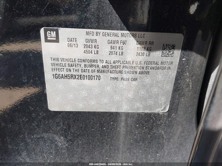 2014 Cadillac Ats Luxury VIN: 1G6AH5RX2E0100170 Lot: 44829405