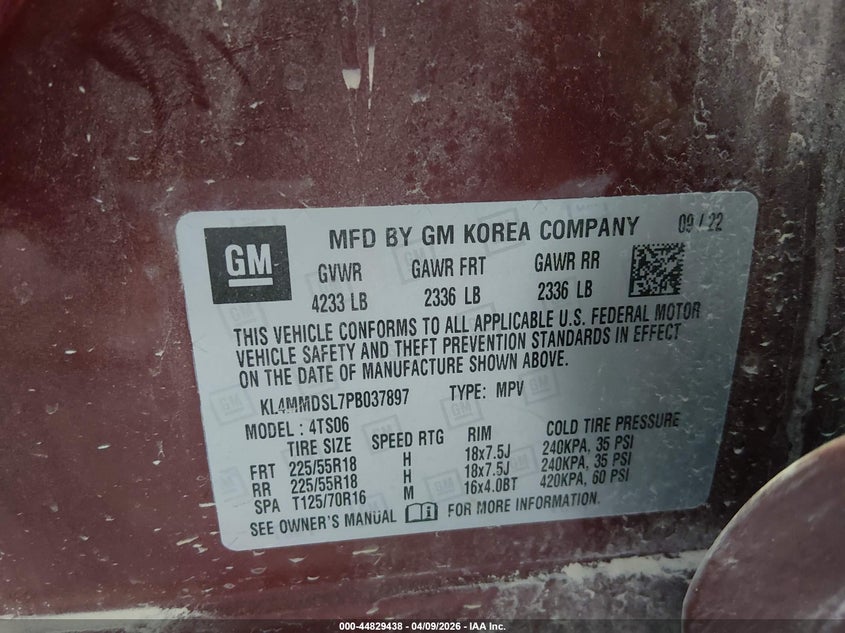 2023 Buick Encore Gx Select Fwd VIN: KL4MMDSL7PB037897 Lot: 44829438