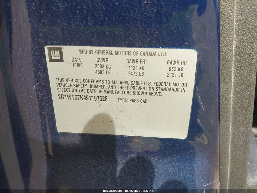 2010 Chevrolet Impala Ls VIN: 2G1WA5EKXA1104346 Lot: 44829505