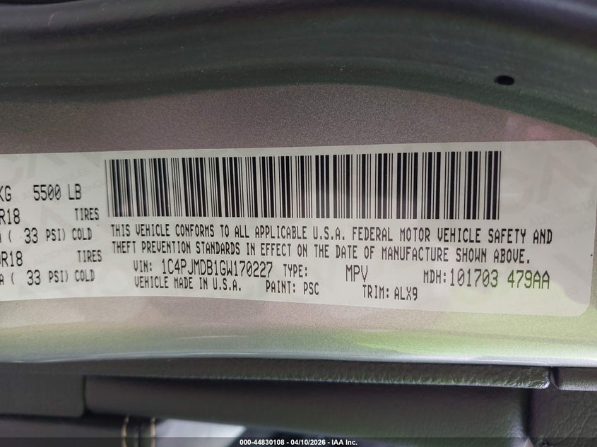 2016 Jeep Cherokee 2.4 Limited silver Lot 111044830108 Vin 1C4PJMDB1GW170227