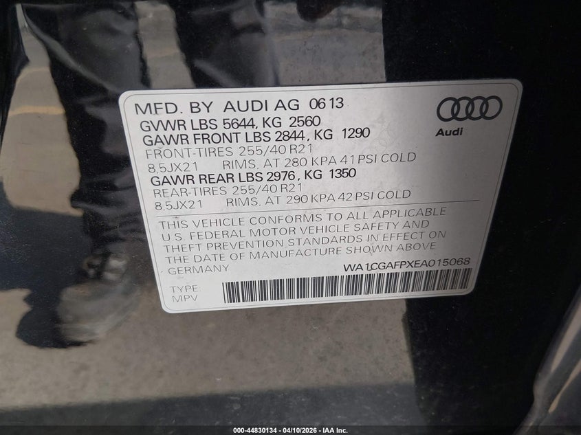 2014 Audi Sq5 3.0T Premium Plus VIN: WA1CGAFPXEA015068 Lot: 44830134