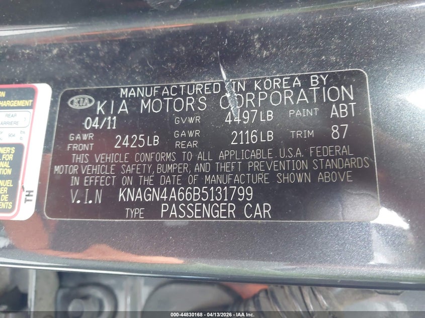 KNAGN4A66B5131799 2011 Kia Optima 2.0 Ex Turbo grey