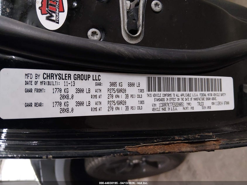 2014 Ram 1500 5.7 Ram Express black Lot 111044830195 Vin 1C6RR7KT7ES220851
