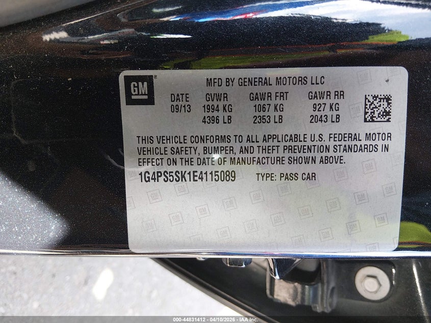 2014 Buick Verano Leather Group VIN: 1G4PS5SK1E4115089 Lot: 44831412