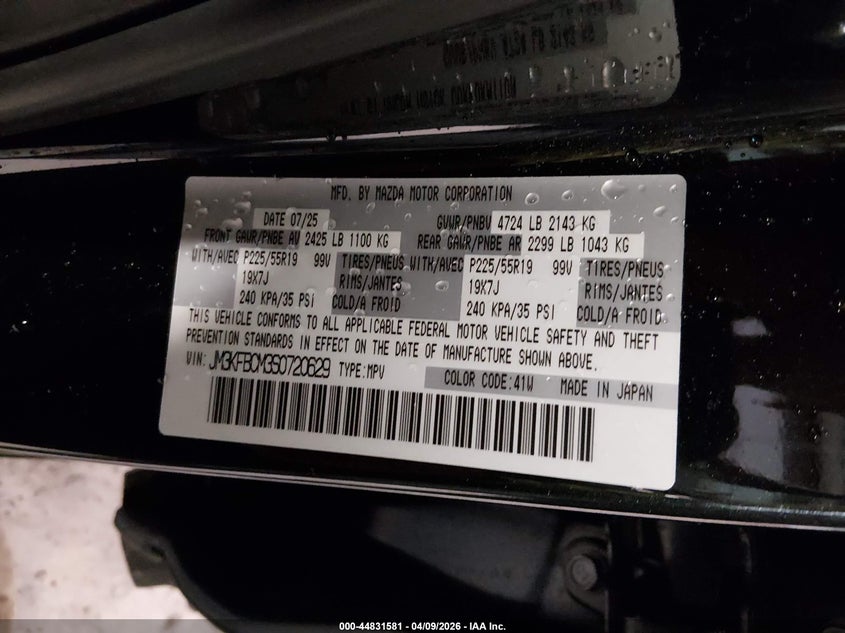 2025 Mazda Cx-5 2.5 Cx-5 2.5 S Carbon Edition black Lot 111044831581 Vin JM3KFBCM3S0720629