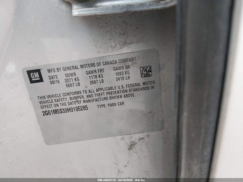 2017 Cadillac Xts Luxury VIN: 2G61M5S39H9106285 Lot: 44832130