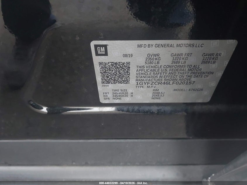 2020 Cadillac Xt4 Fwd Premium Luxury VIN: 1GYFZCR46LF020157 Lot: 44832299