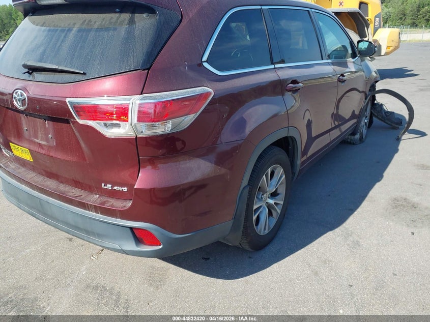 Vin: 5tdbkrfh6es021251, lot: 45329718, toyota highlander le plus v6 20144