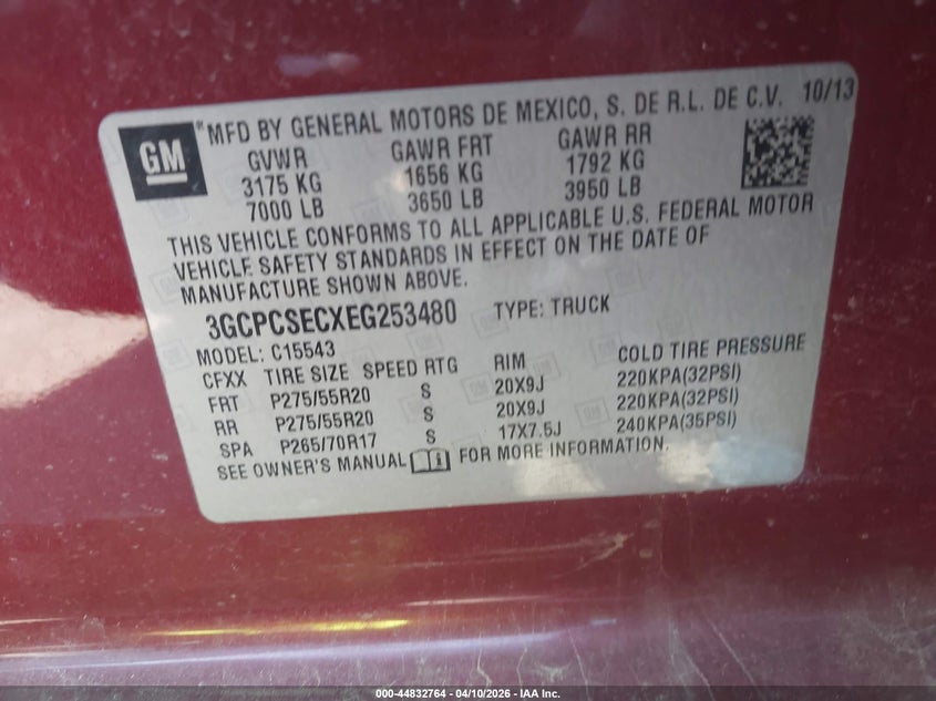 2014 Chevrolet Silverado 5.3 C1500 Ltz brown Lot 111044832764 Vin 3GCPCSECXEG253480