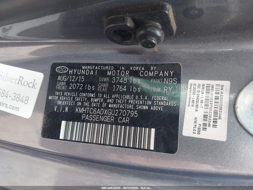 2016 Hyundai Veloster VIN: KMHTC6ADXGU270795 Lot: 44832825