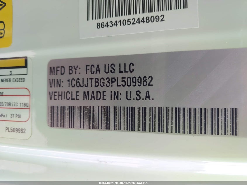 2023 Jeep Gladiator Rubicon 4X4 VIN: 1C6JJTBG3PL509982 Lot: 44832870