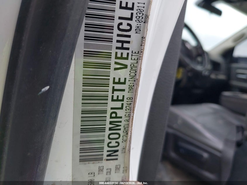 2018 Ram 5500 Chassis Tradesman/Slt VIN: 3C7WRMDL0JG137418 Lot: 44833114