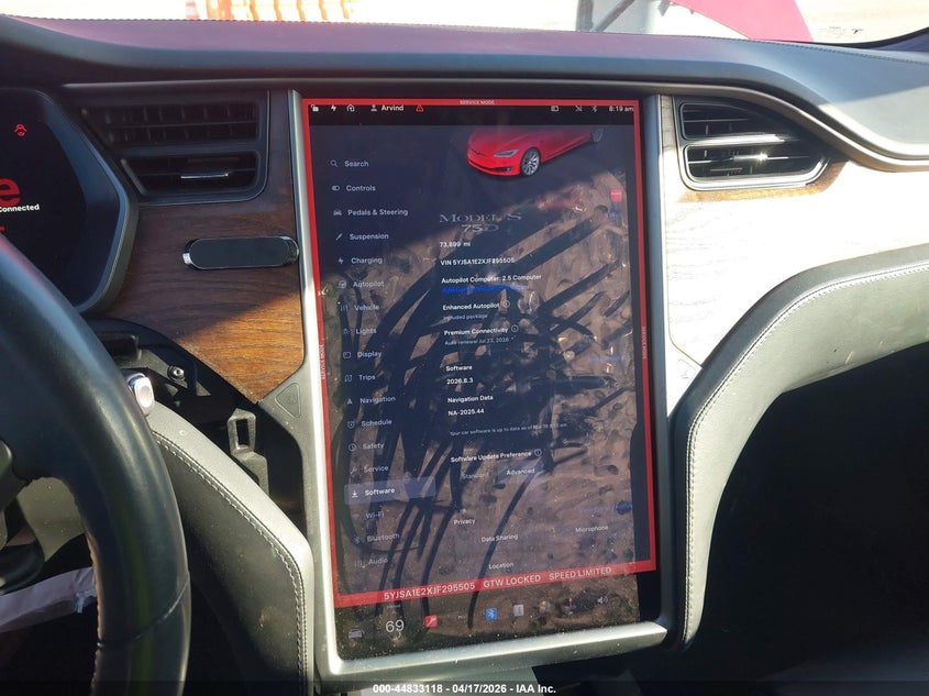 2018 Tesla Model s 100D 75D P100D red Lot 111044833118 Vin 5YJSA1E2XJF295505