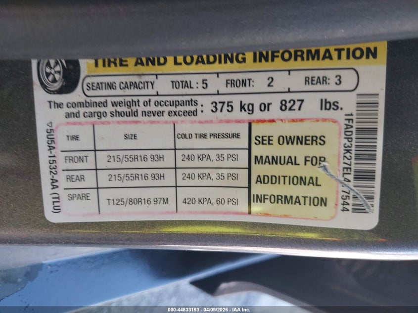 1FADP3K27EL417544 2014 Ford Focus 2.0 Se grey