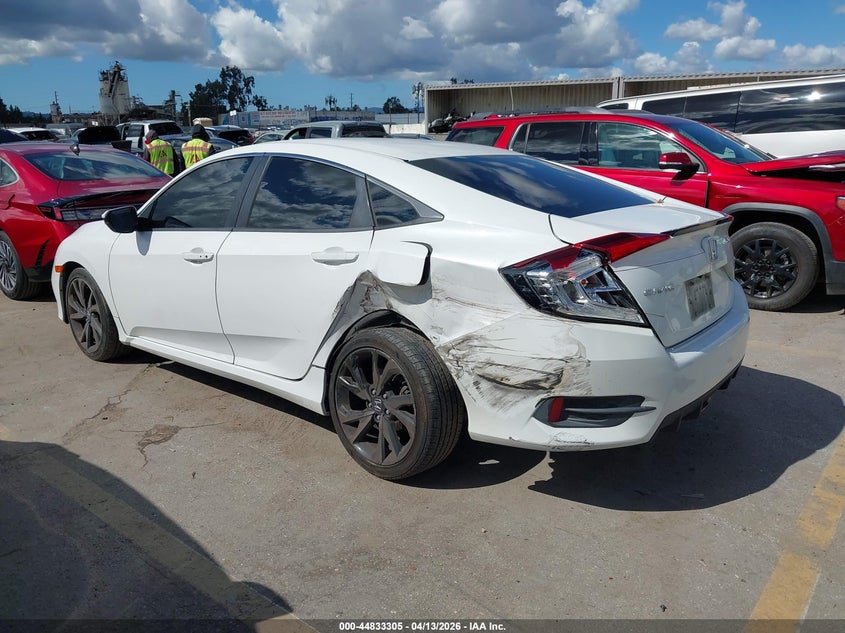 2019 Honda Civic 2.0 Sport white Lot 111044833305 Vin 2HGFC2F82KH566400