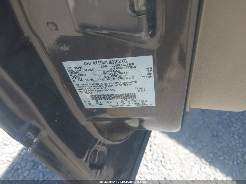 2005 Ford F-150 Fx4/Lariat/Xl/Xlt VIN: 1FTPX14565NB82531 Lot: 44833613