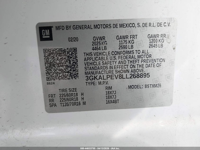 2020 Gmc Terrain 1.5 Fwd Slt black Lot 111044833755 Vin 3GKALPEV8LL268895