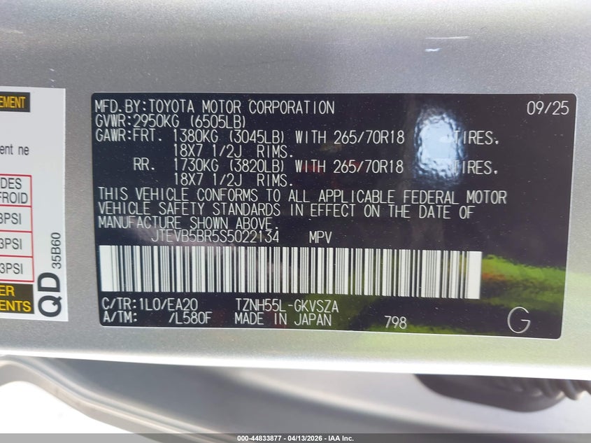 2025 Toyota 4runner 2.4 Hybrid Trd Off Road Premium silver Lot 111044833877 Vin JTEVB5BR5S5022134