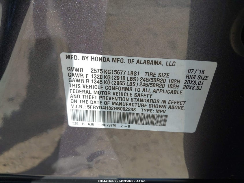 2017 Acura Mdx 3.5 Advance Package Grey Lot 111044834072 Vin 5FRYD4H82HB002238