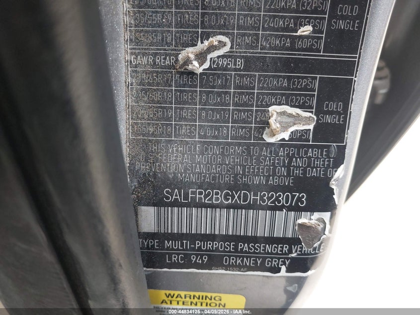 2013 Land Rover Lr2 VIN: SALFR2BGXDH323073 Lot: 44834125