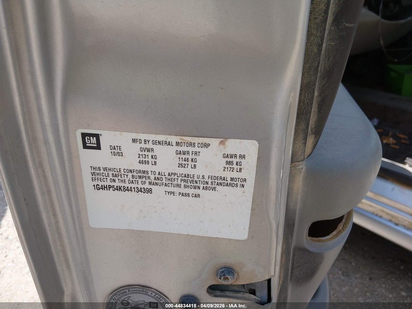 2004 Buick Lesabre Custom VIN: 1G4HP54K844134398 Lot: 44834418